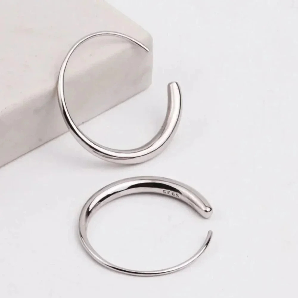 Minimalist Sterling Silver Hoop Circle Earrings